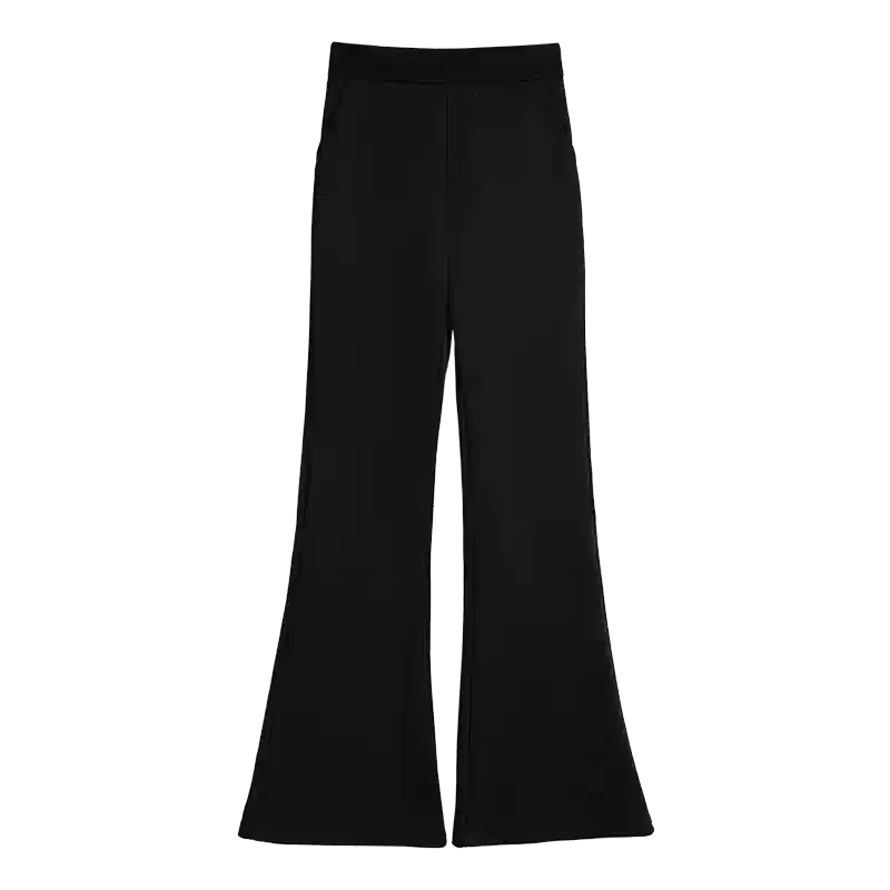 黑色加絨微喇叭褲女20...